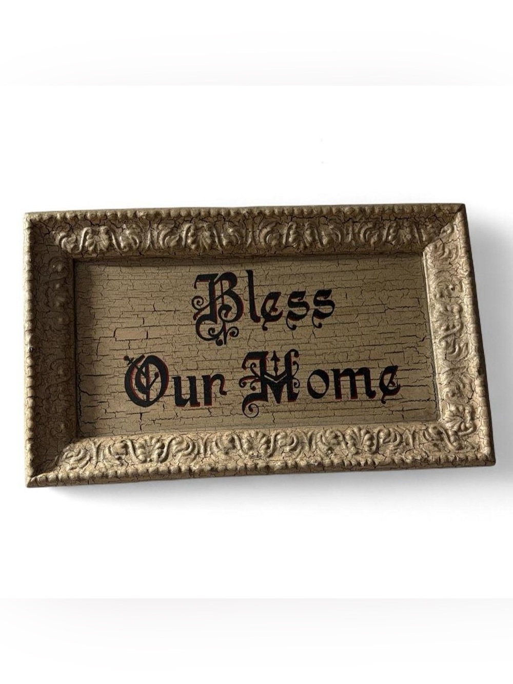 Bless Our Home Framed Wall Plaque - Resin Cream and Red